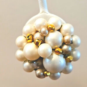 Japanese Artistry: Large Pearl and Bead Clip-On Earrings